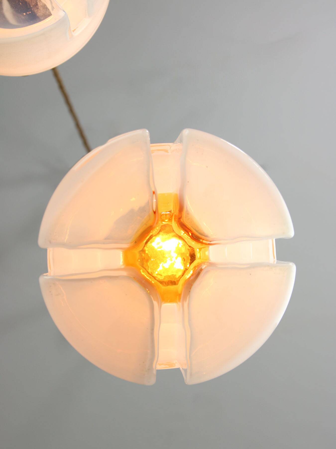 Mid-Century Italian Chrome and Glass Pendant Lamps, Set of 2