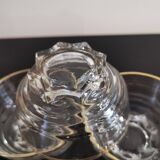 Set of 6 champagne glasses with gold edging and vintage star feet