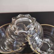 Set of 6 champagne glasses with gold edging and vintage star feet