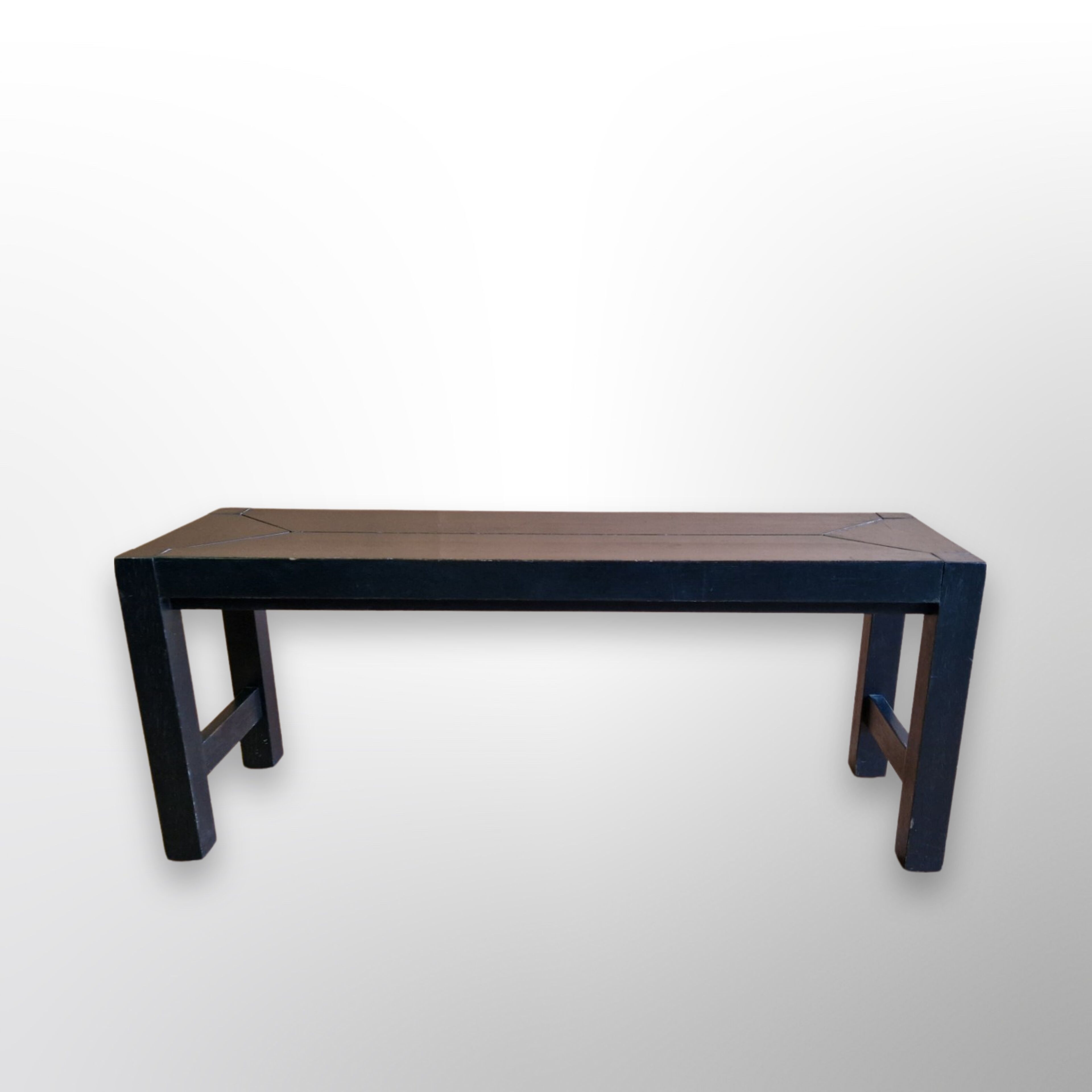 Modernist black wood bench, Belgium 1970s