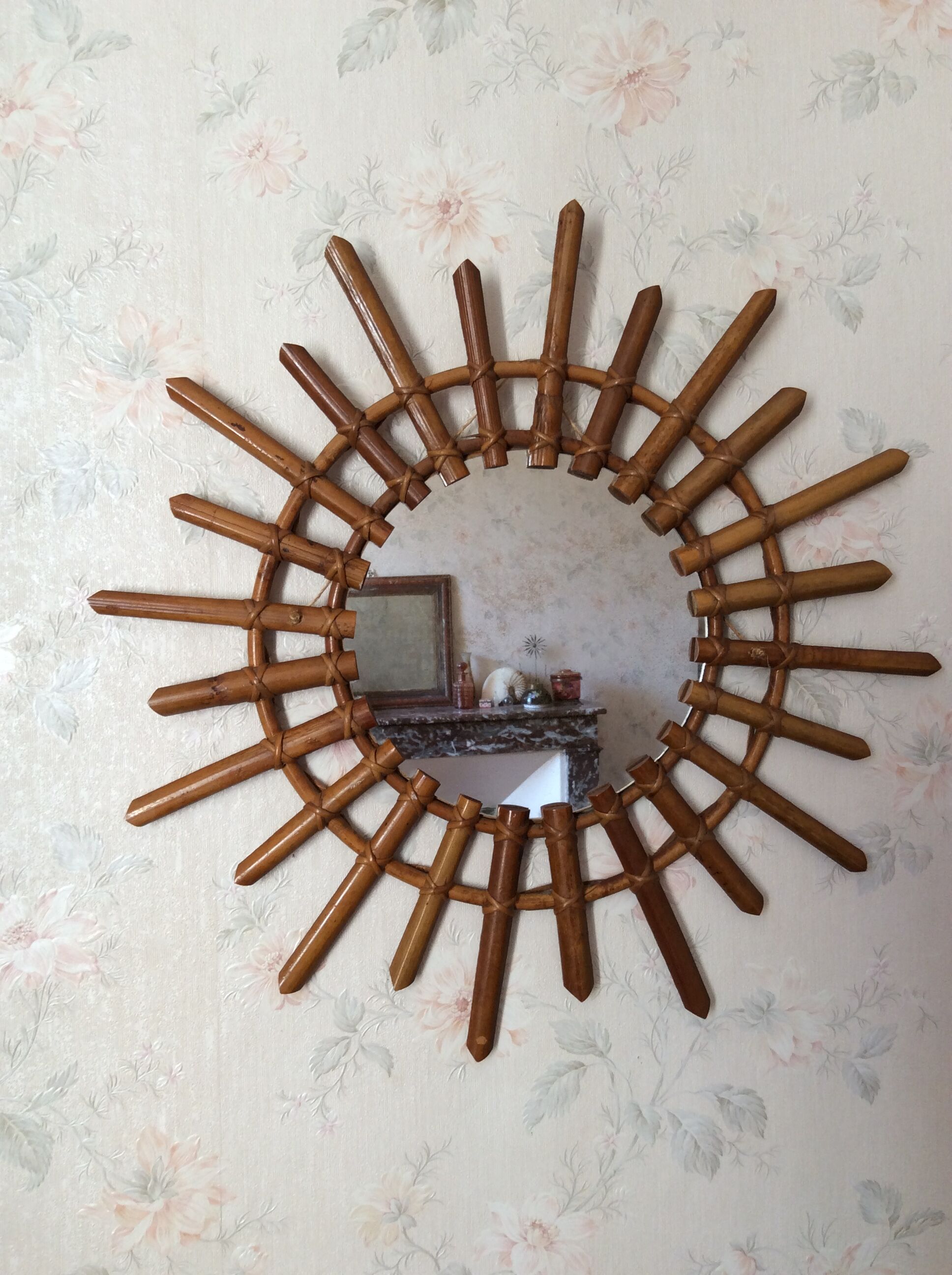 Mirror rattan sun 58 cm years 60
