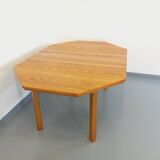 Table octogonale vintage des années 80 en orme avec rallonge