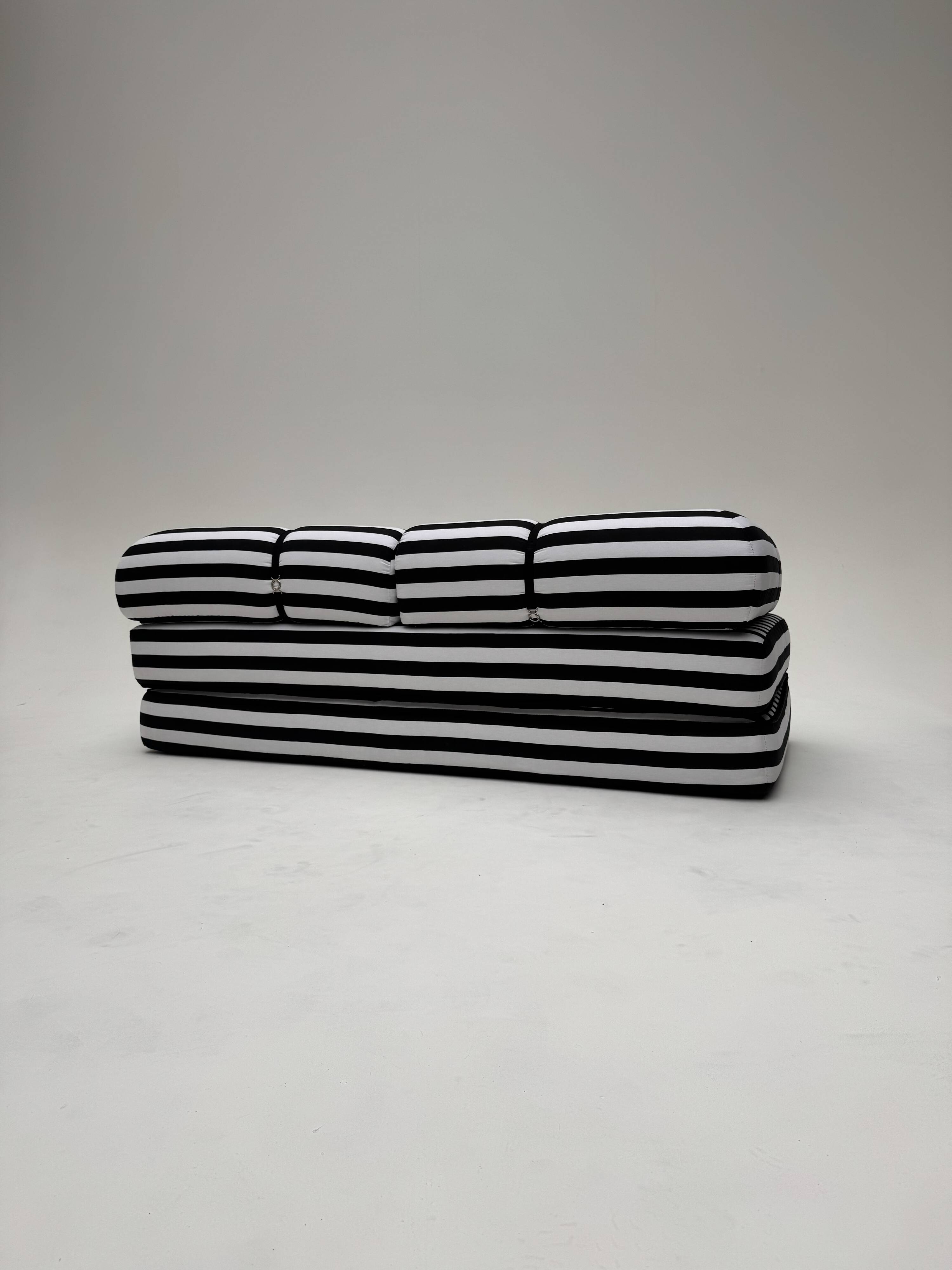 Vintage black and white striped sofa bed