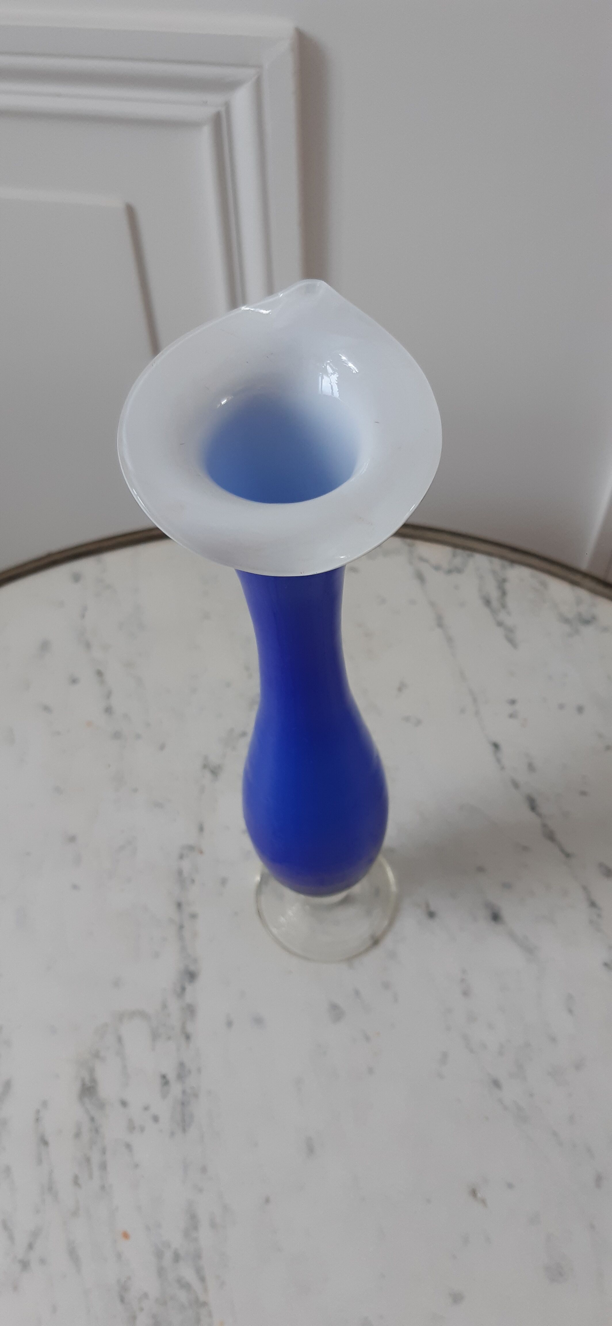 Electric blue opaline vase Klein 30s-40s