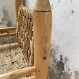 Moroccan wooden and rope armchair