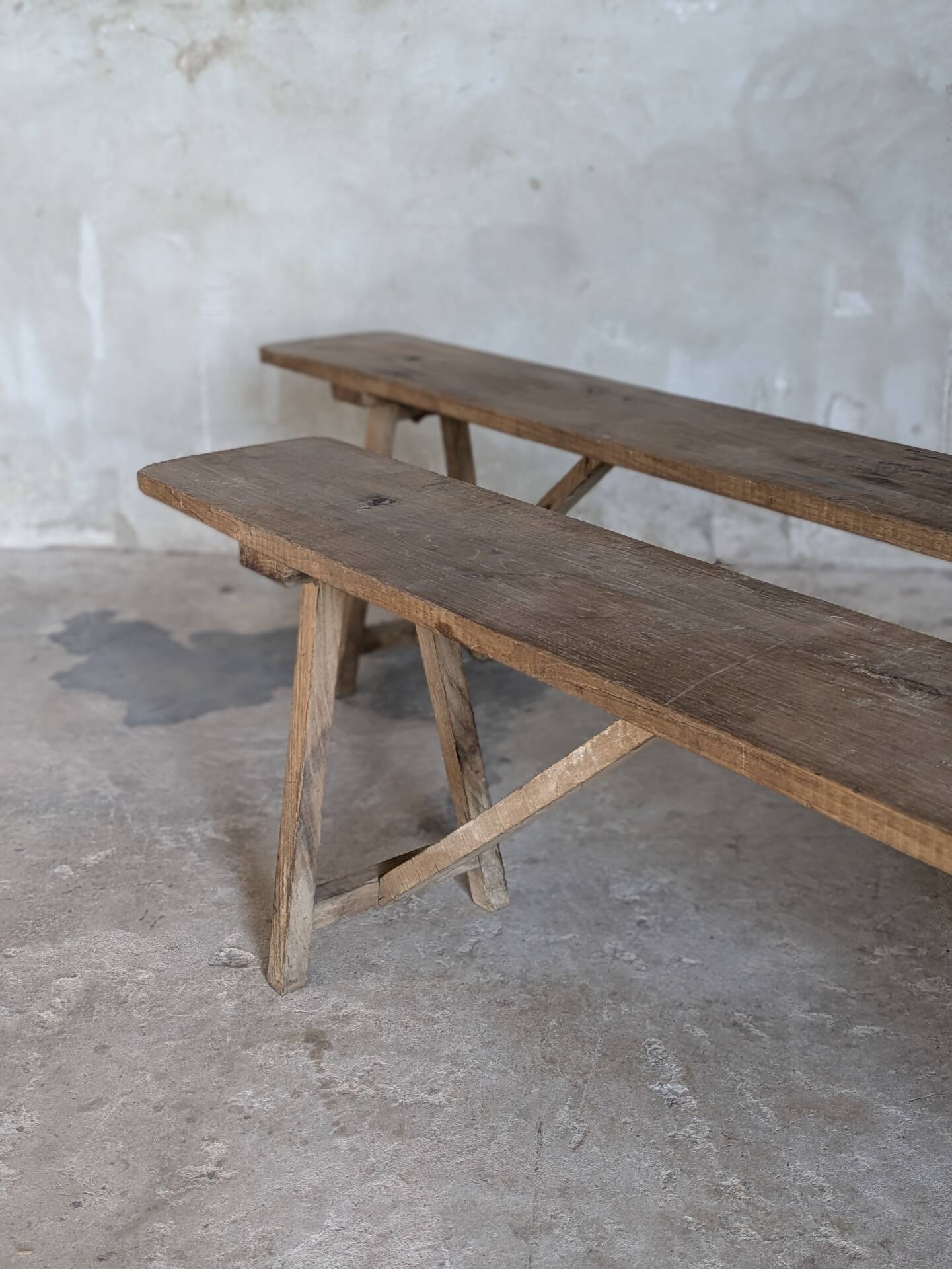 Pair of antique oak benches