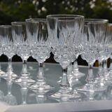 12 antique crystal stemmed glasses