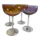 Set of 4 vintage coloured stemmed glasses
