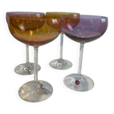 Lot de 4 verre à pied vintage de couleur