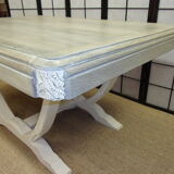 Art-deco table solid oak patina with lime