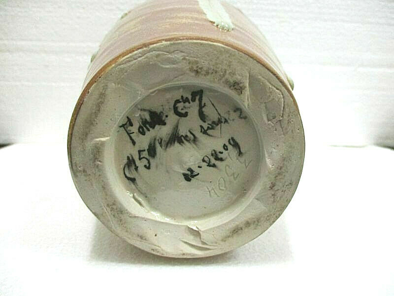 Enamelled sandstone ovoid vase