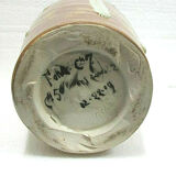Enamelled sandstone ovoid vase