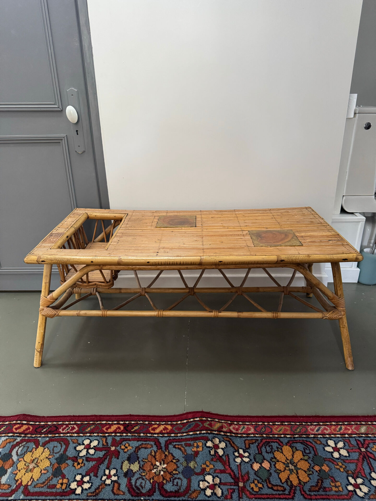Table basse vintage en rotin