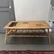 Table basse vintage en rotin