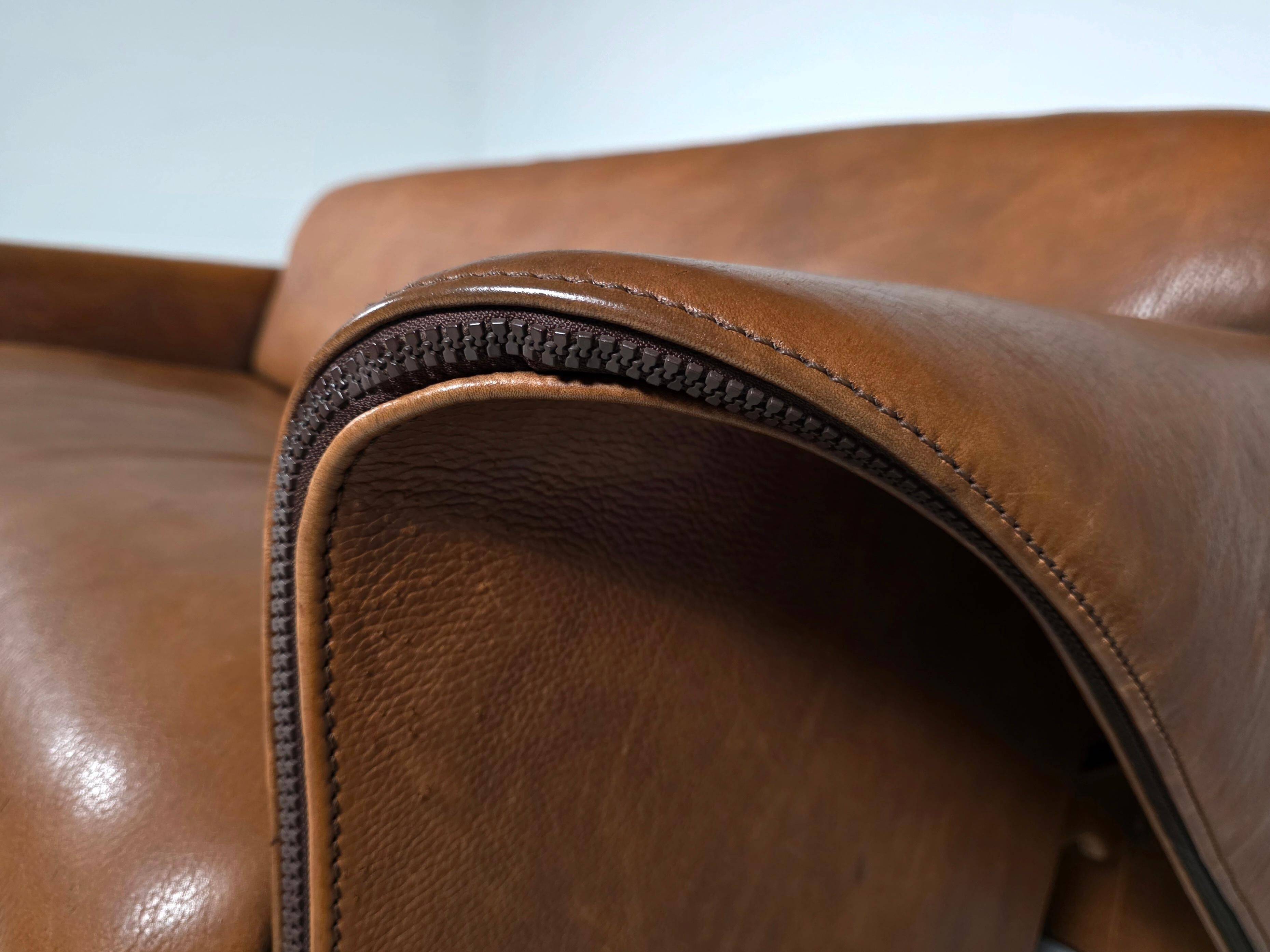 SDe Sede DS-125 Sofa by Gert Lange in cognac leather, Switzerland, 1980s