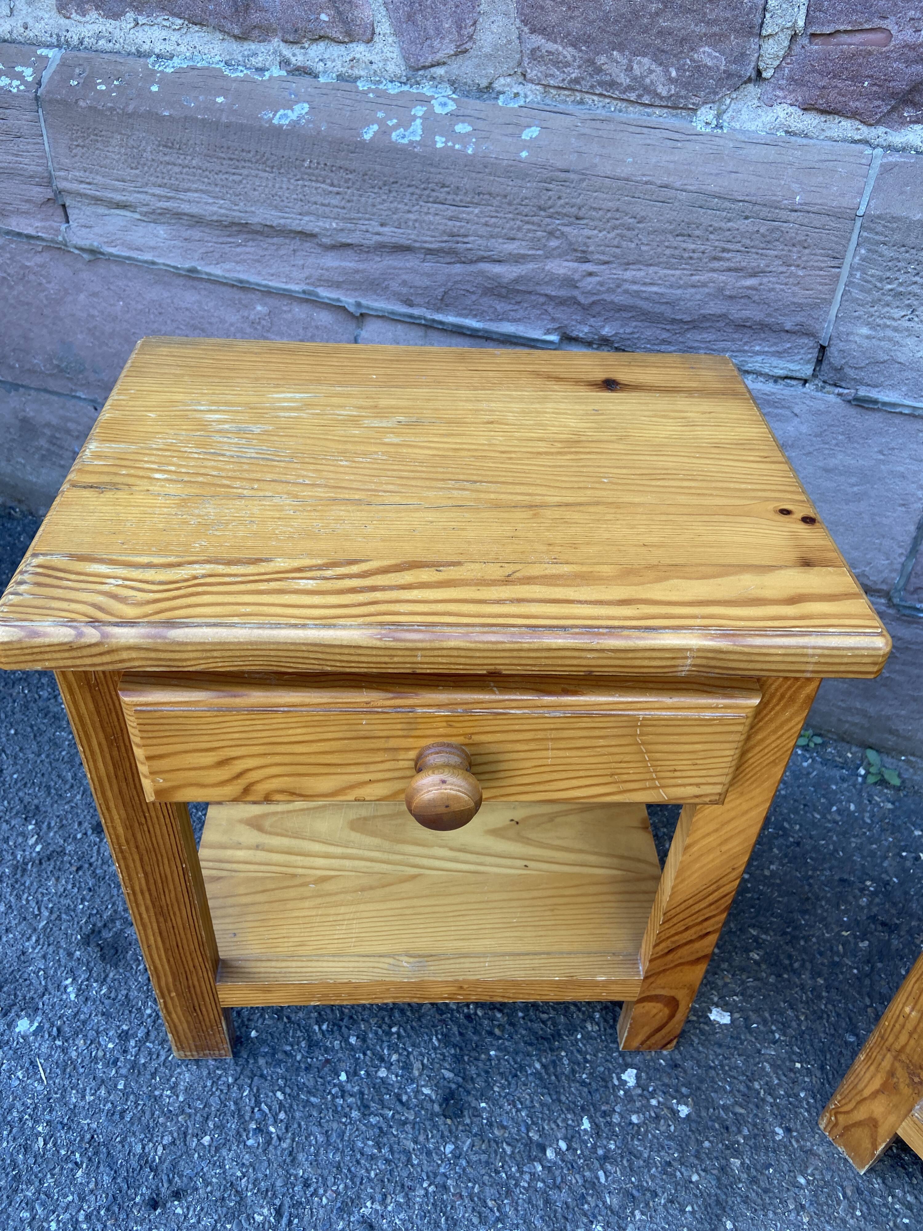 Scandinavian bedside pair wood pine fir vintage design 1980