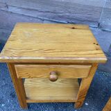 Scandinavian bedside pair wood pine fir vintage design 1980