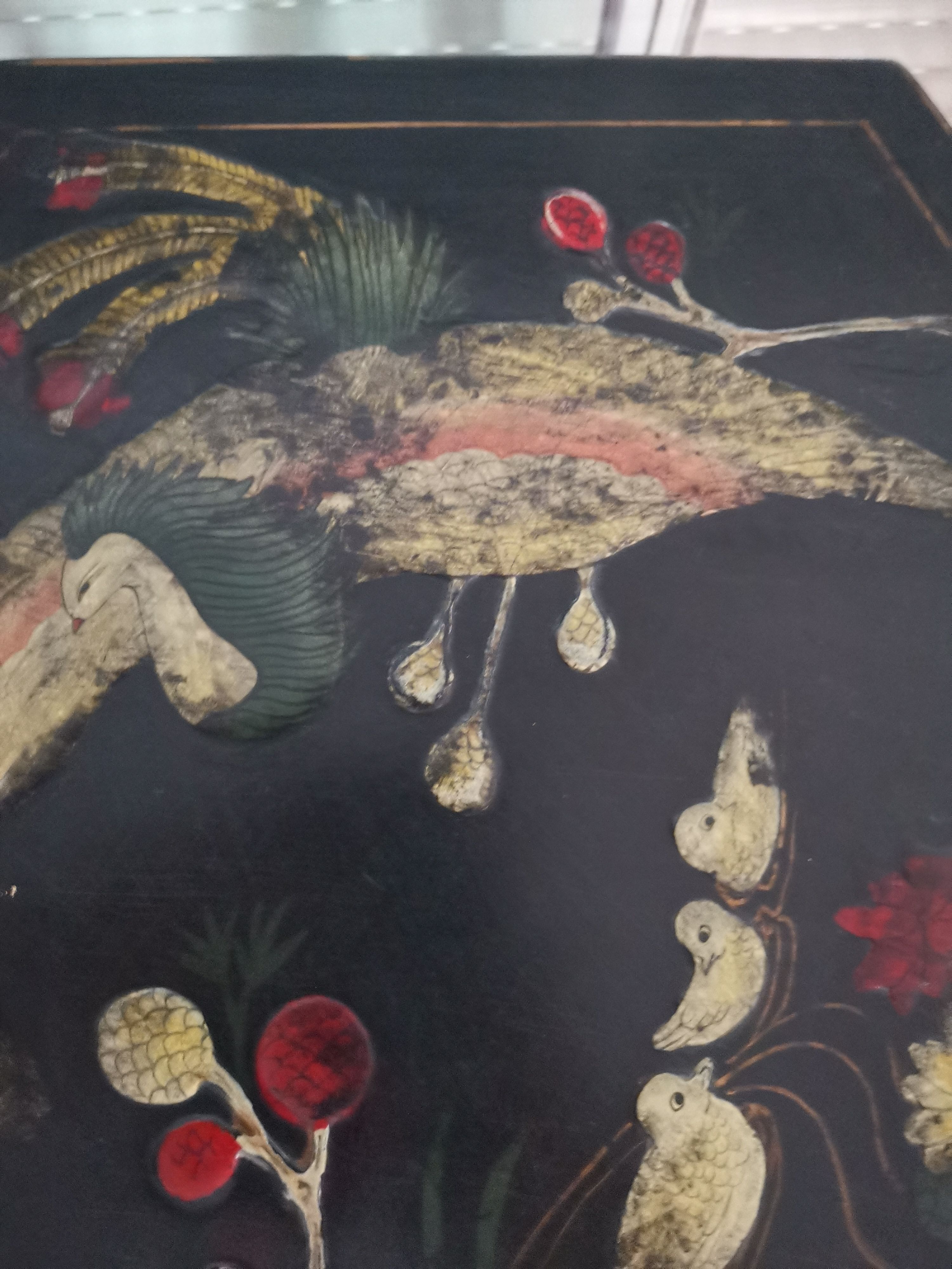 Chinese table painted Napoleon III era with Phoenix certificate in good condition