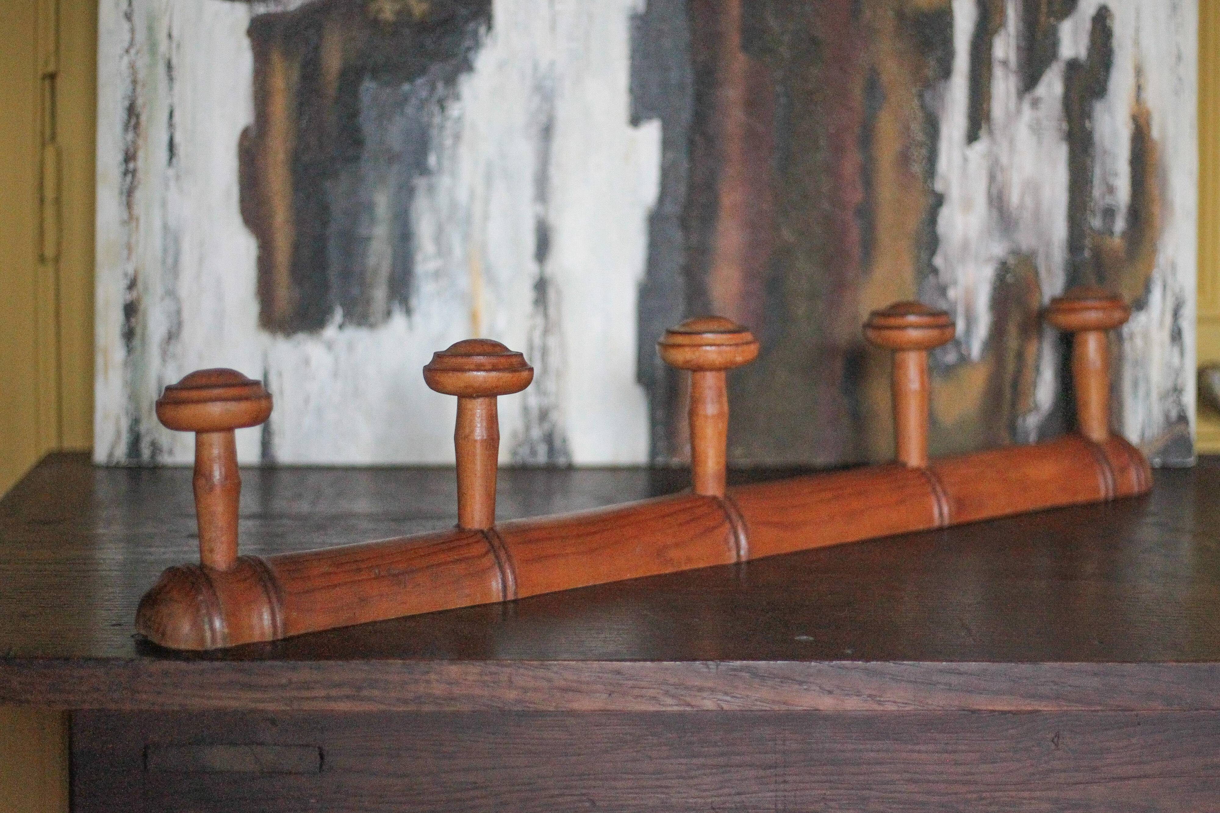 Vintage wall coat rack, wooden coat rack, wooden hooks, hooks.
