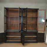 Glass library in teak 1970 patinated black