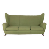 Canapé à oreilles en tissu vert par Paolo Buffa, Italie années 1950