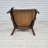 1960s, Danish high-backed armchair, reupholstered, furniture cowhide, oak.