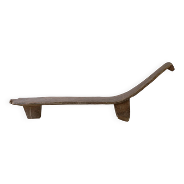 Primitive African carved wood low sculptural bench | Vintage