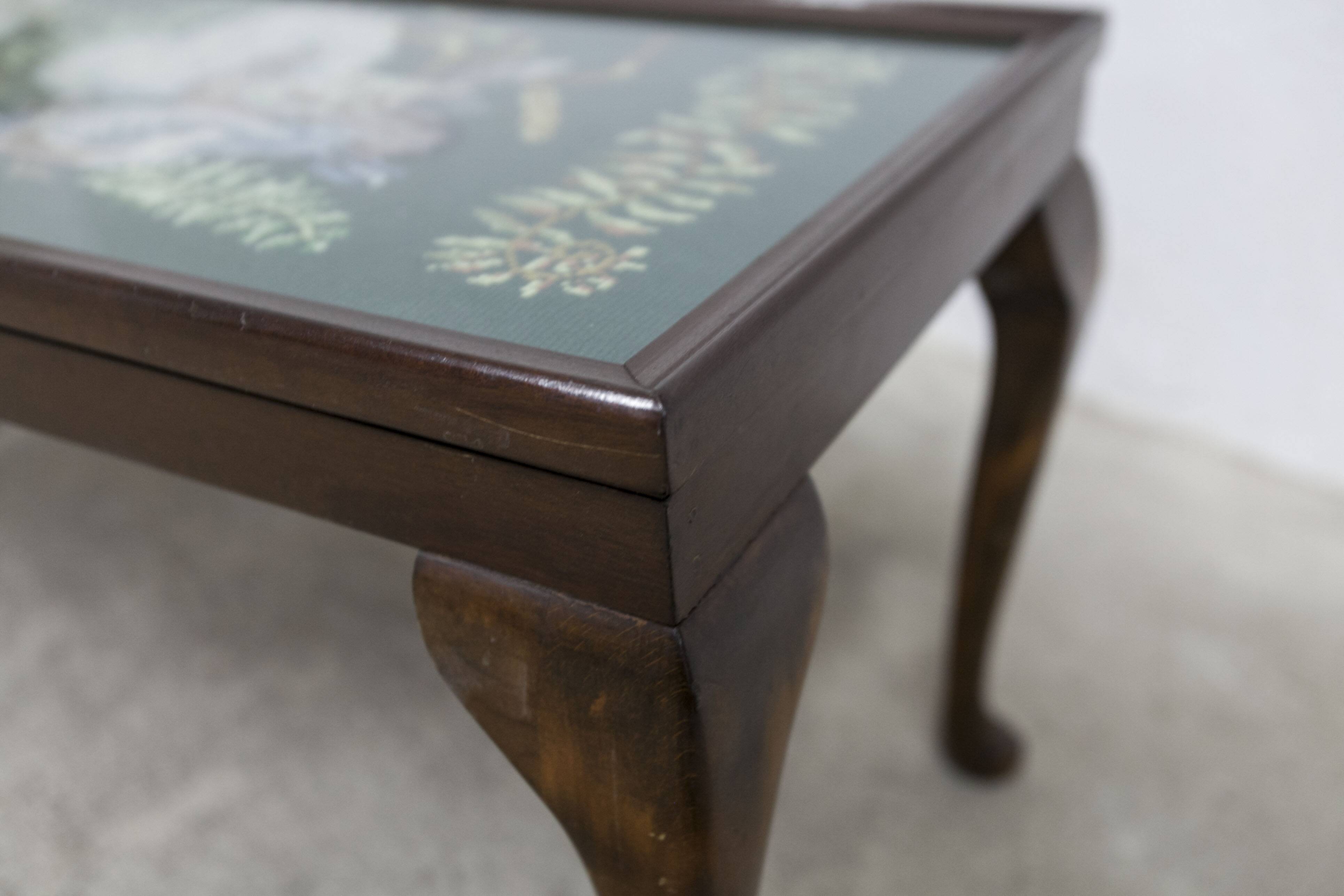 1940 Needlewoman Shop London Coffee Table Embroidery Under Glass