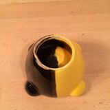 Cendrier céramique bicolore jaune et noir années 50 vintage