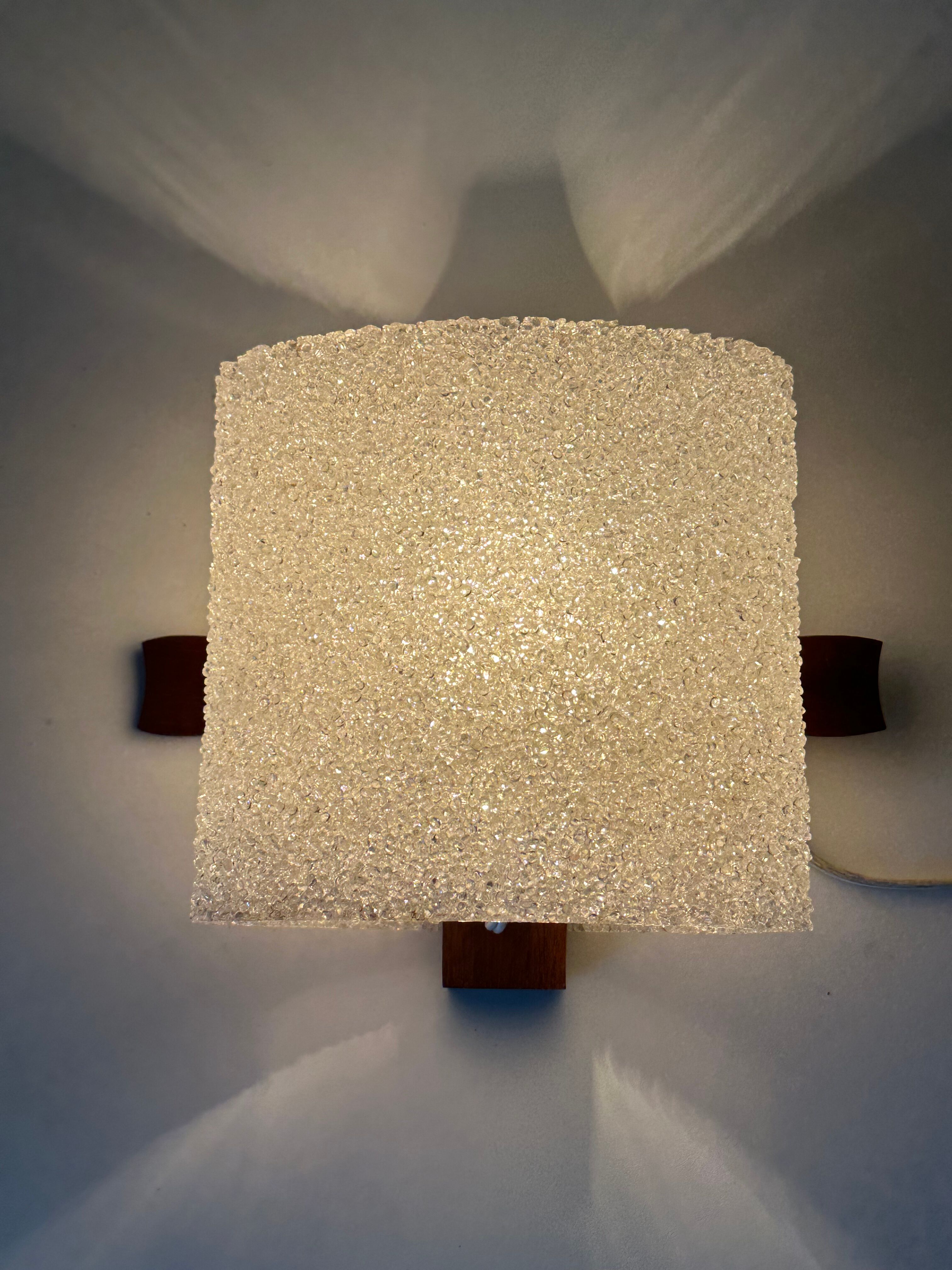 Teak chandelier and vintage design wall lamp 60 years