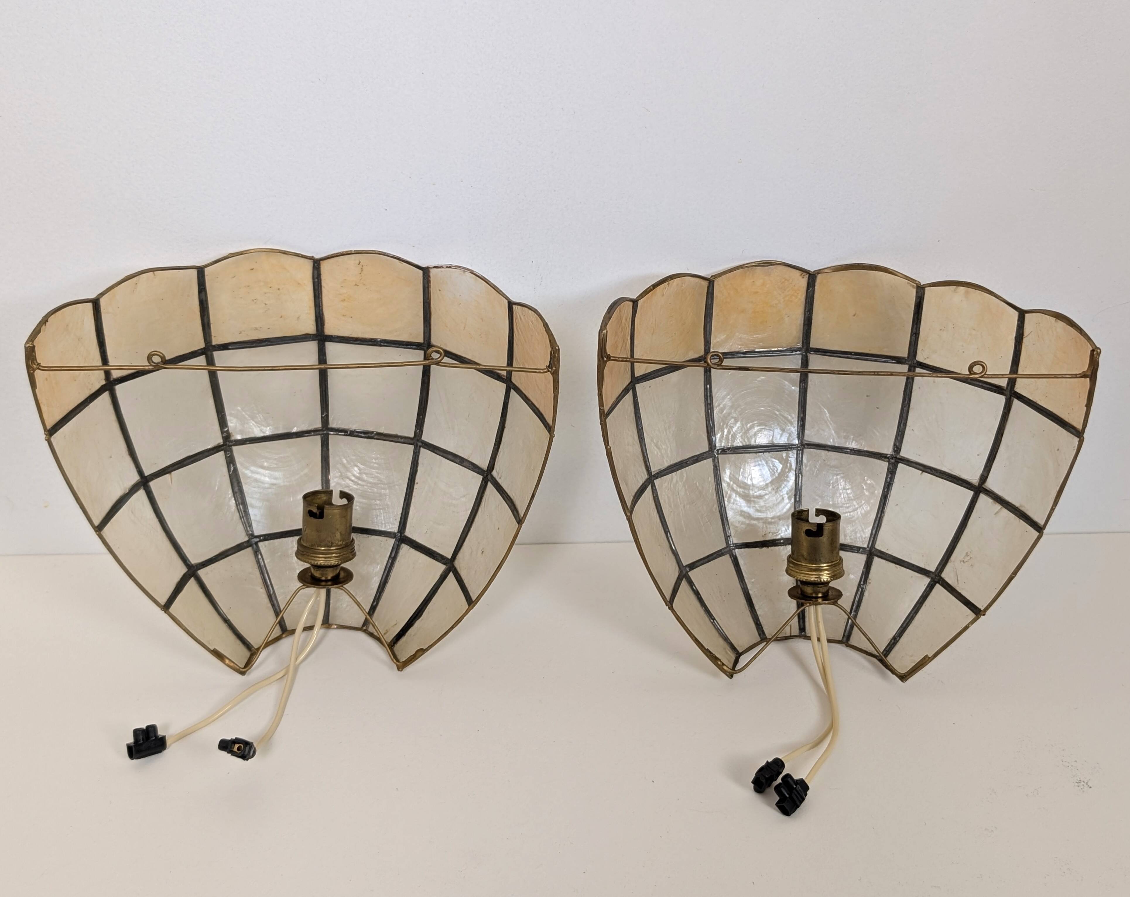 Pair of mother-of-pearl wall lights