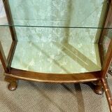 1950s English walnut display cabinet