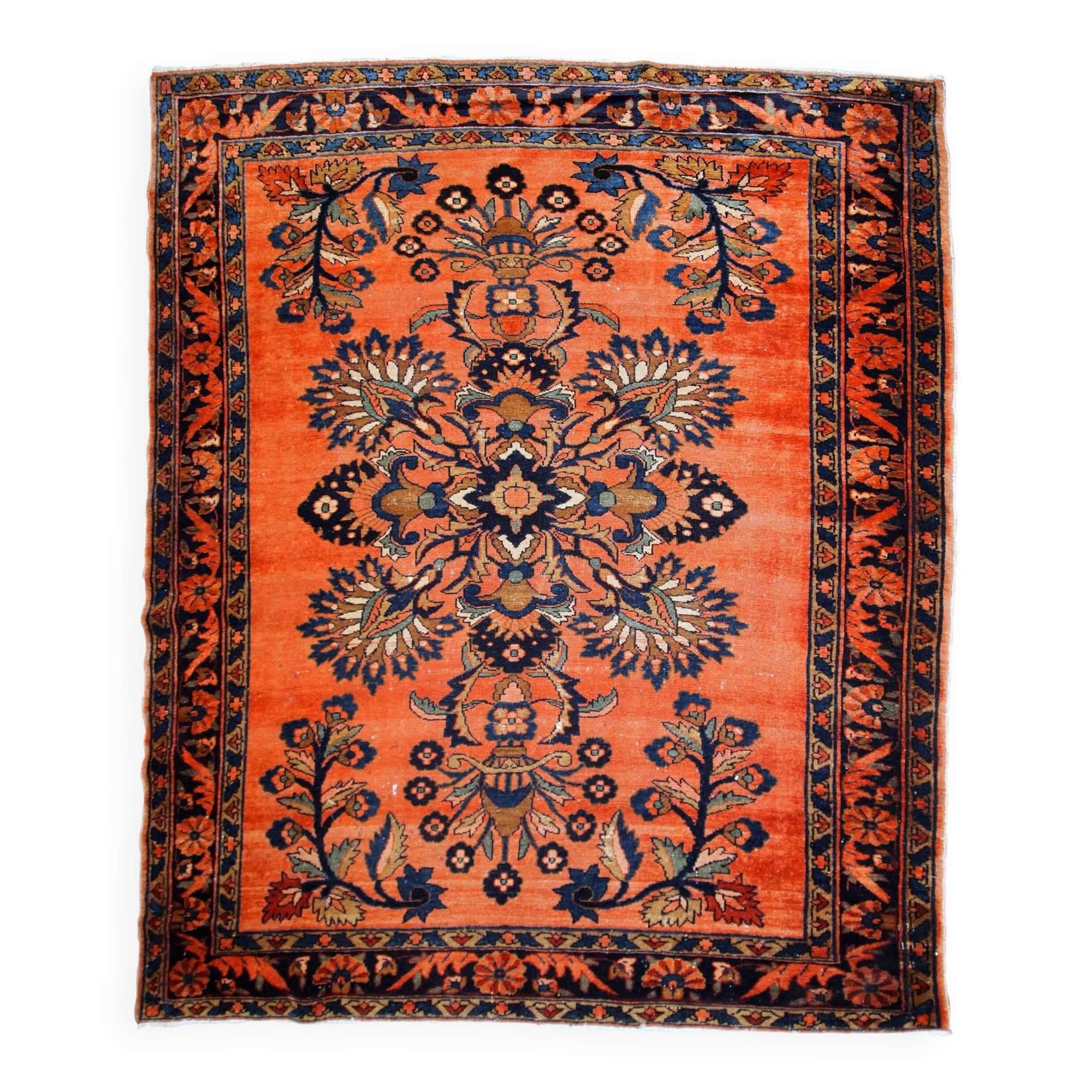 Handmade antique Persian Lilihan rug 5.3' x 7.2' (161cm x 219cm) 1920s