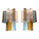 21st Century Multicolored "Squared" Murano Glass Wall Sconces - a Pair
