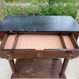 19th century empire console, solid wood and gray marble