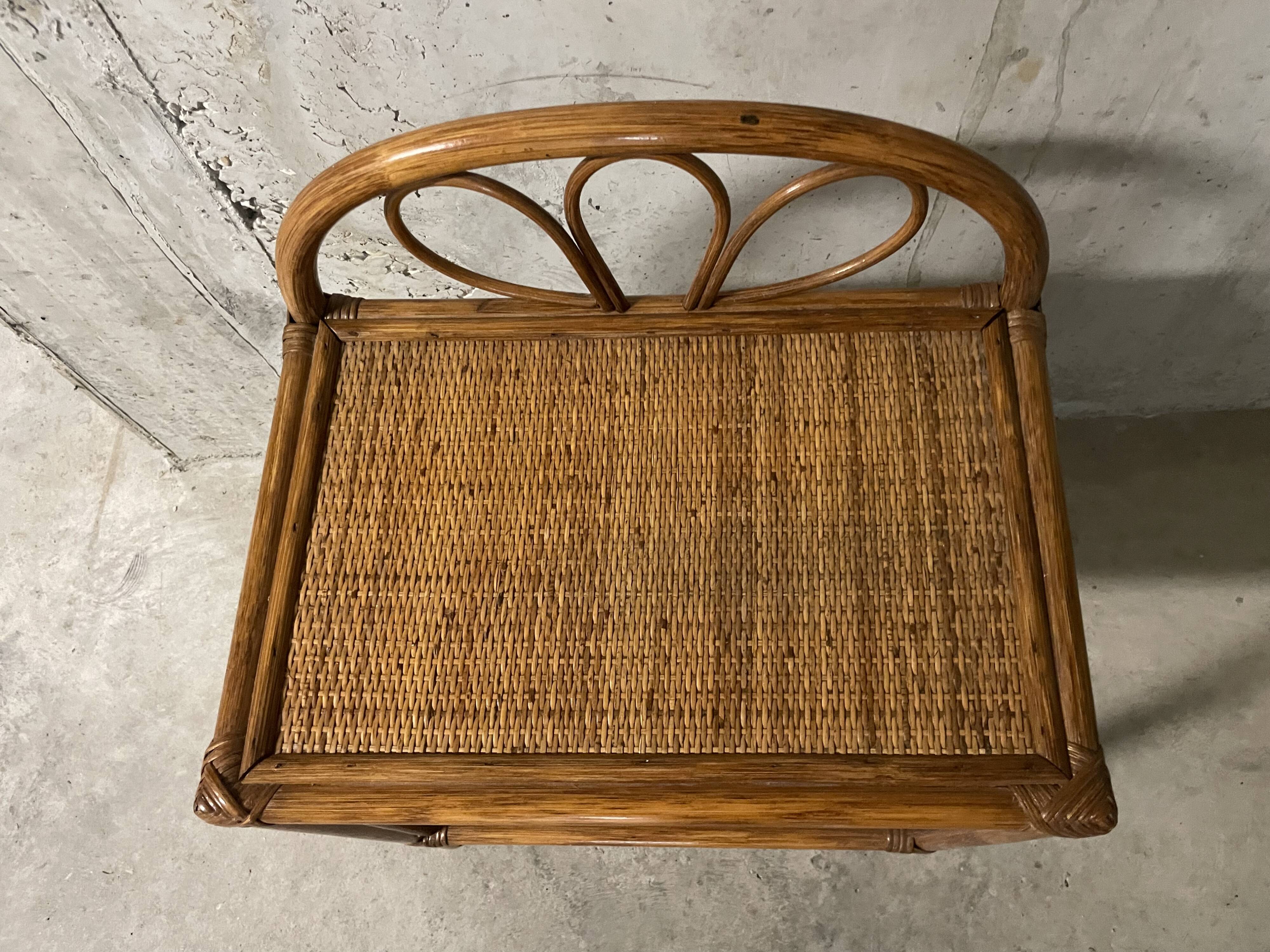 1970s rattan bedside table