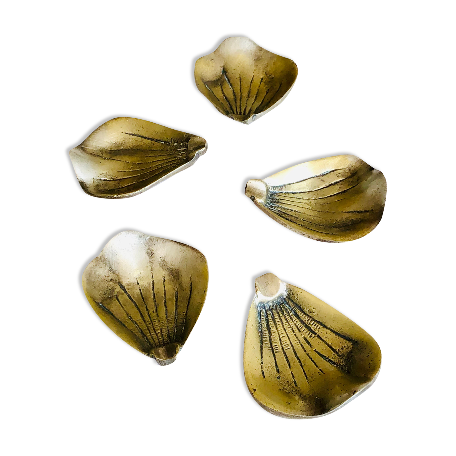 Lot De 3 Cendriers Anciens En Laiton Cloisonné - Forme De Cygne - Art Nouveau - Manufrance France