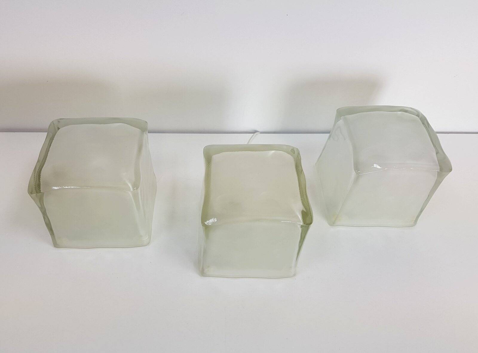 Iviken Ice Cube Table Lamp in Glass from Ikea, 1990s, Set of 3
