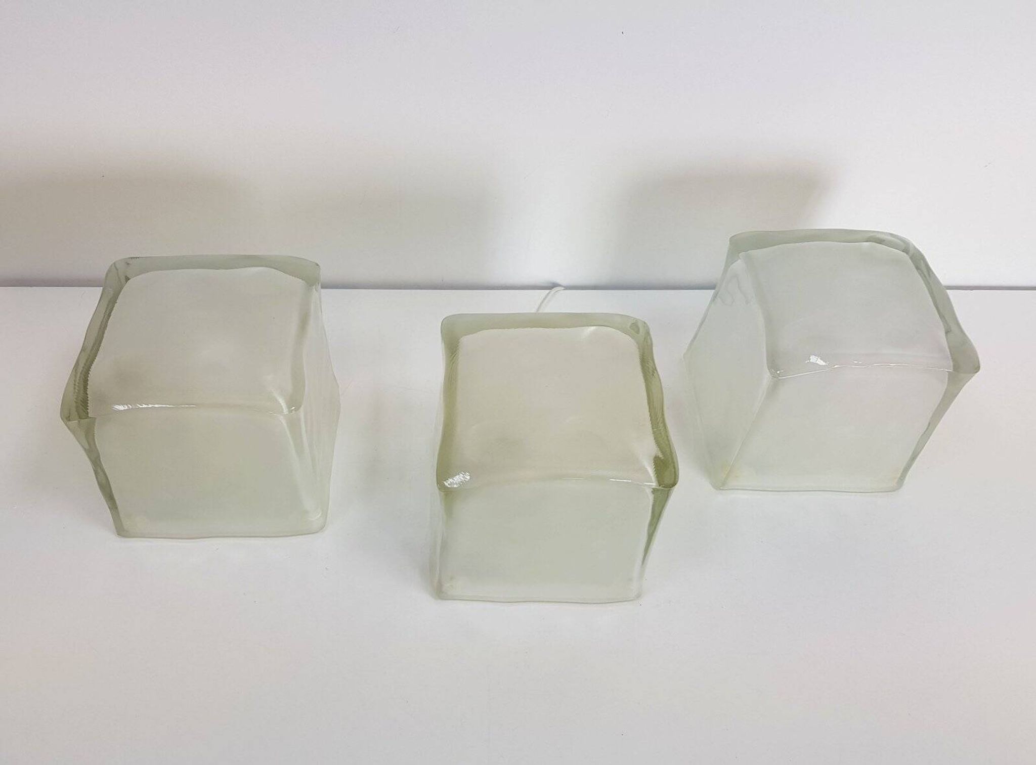 Iviken Ice Cube Table Lamp in Glass from Ikea, 1990s, Set of 3