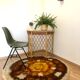 Vintage round carpet with long piles 70s