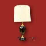 Vintage table lamp in glazed ceramic and gold-tone metal