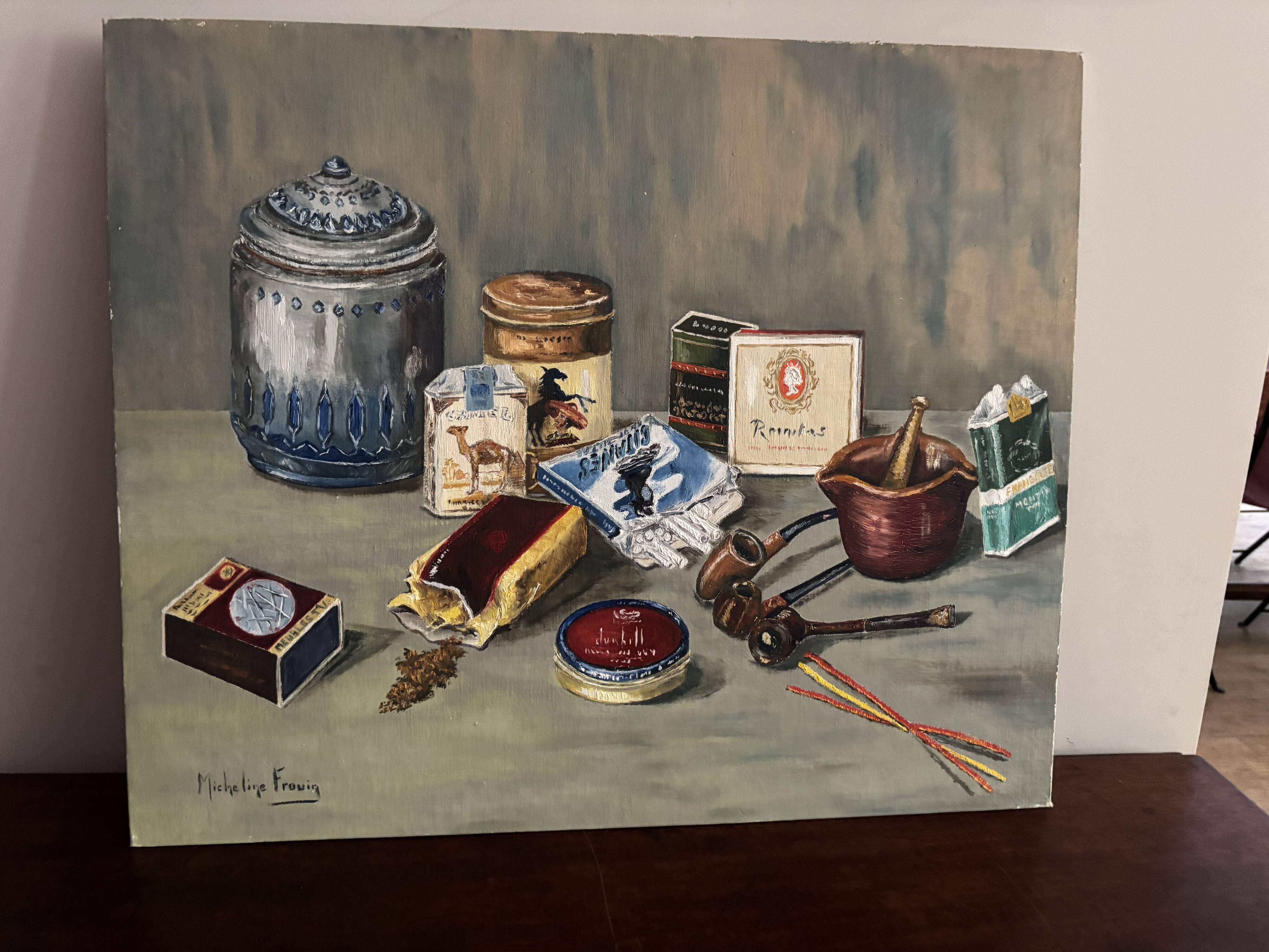 Nature morte signée Micheline Frouin 1970