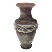 Vase postmoderne en verre Scavo moulé à la main, couleur marron, Italie