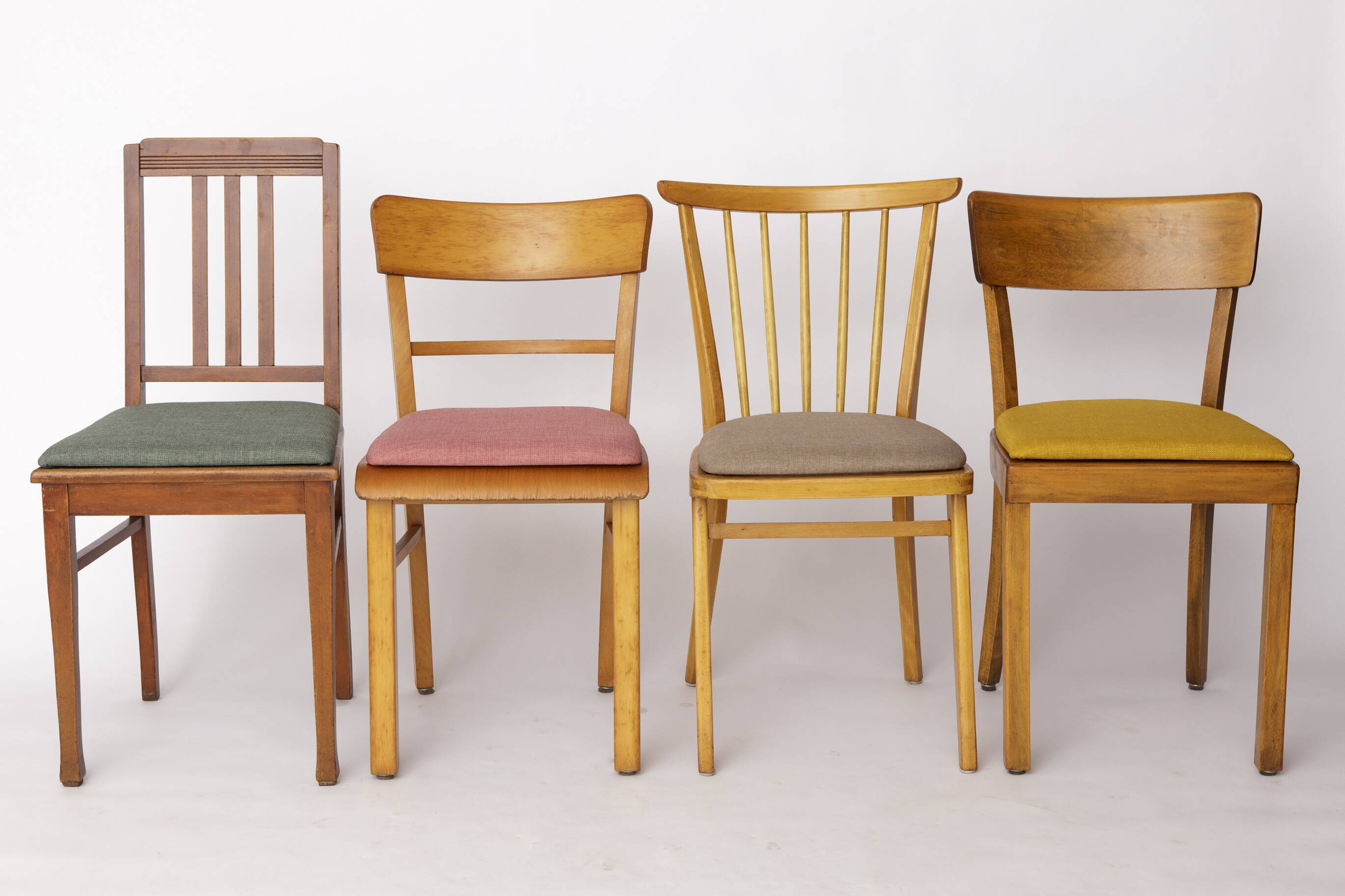 Set of 6 Vintage German Dining Chairs, 1950s–1960s | Beech Wood Frames