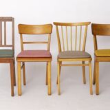 Lot de 6 chaises de salle à manger allemandes vintage, années 1950-1960 | Structure en hêtre