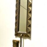 Vintage Art Deco Brass Wall mirrored Candle Sconce