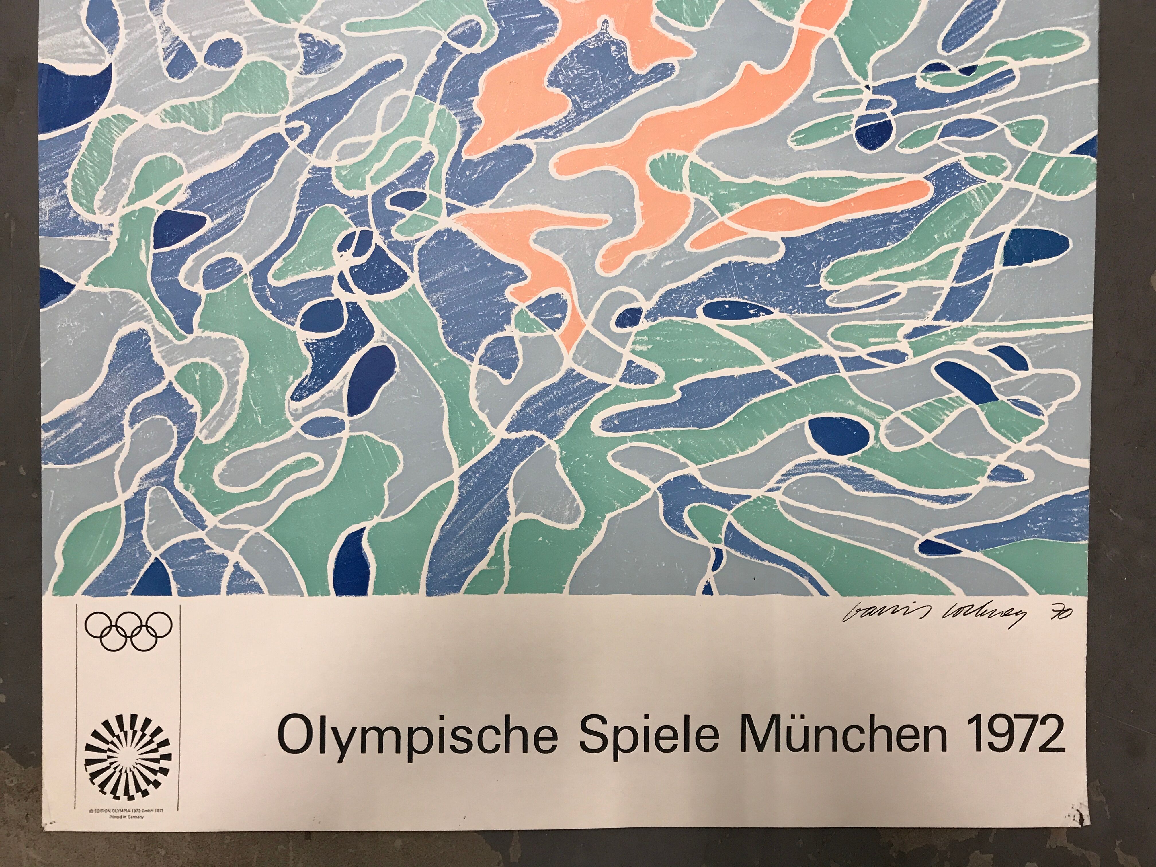 Affiche originale David Hockney (1937) Olympische Spiele München, 1972