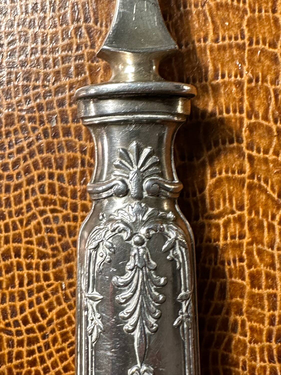 Art-Nouveau Sauce Spoon Floral Decor - Silver & Vermeil