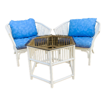 Salon rotin blanc