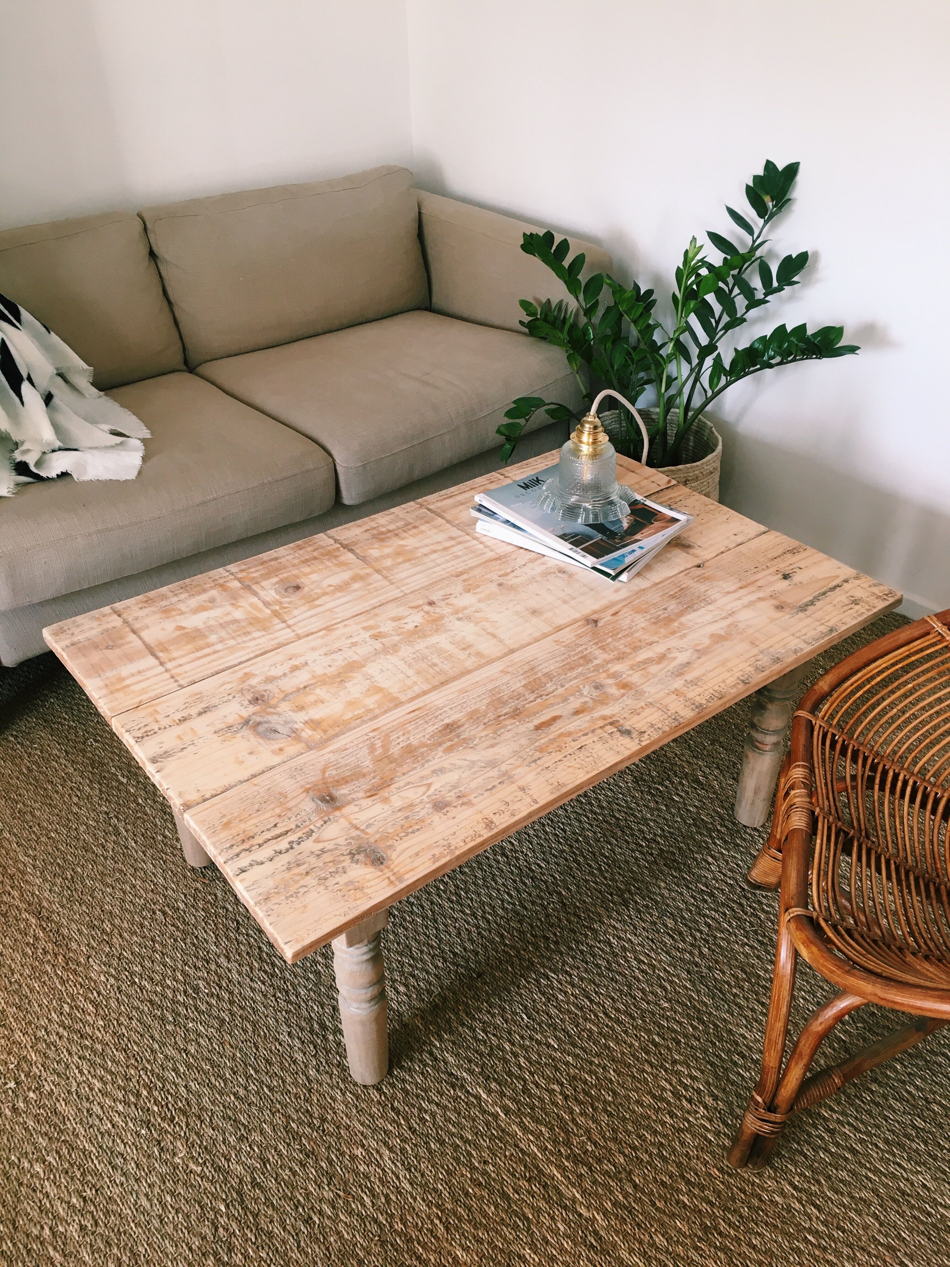 Farm table with cut feet